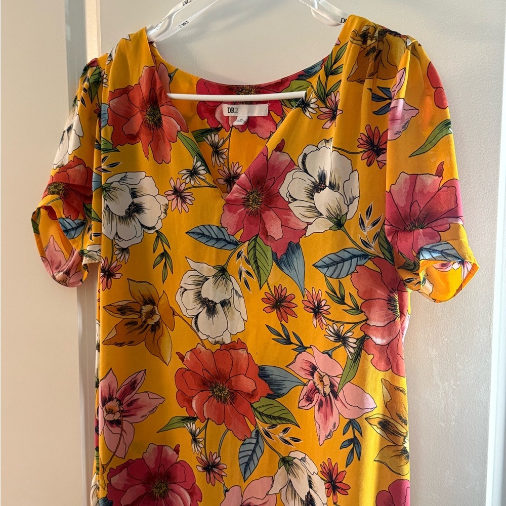 DR2 Women's Yellow Floral Blouse